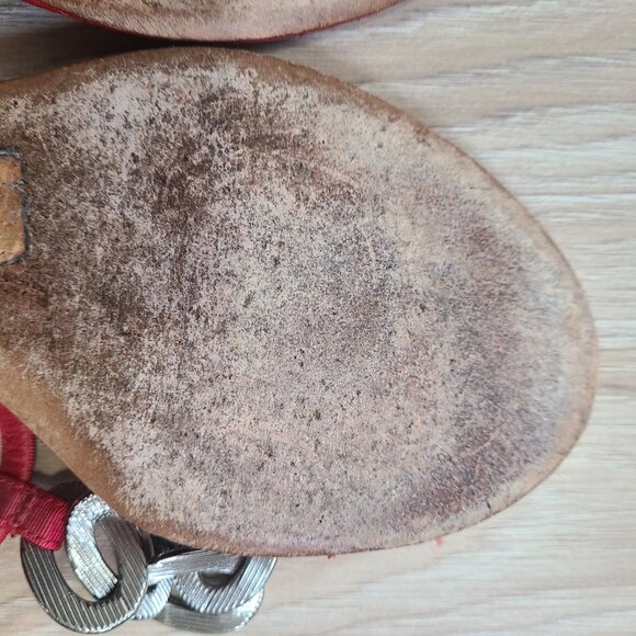 Chanel Sandals Red Quilted Leather Size 38 Chain - Picture 6 of 7